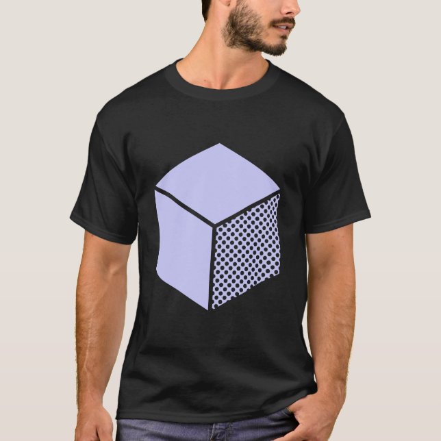 Camiseta Cubo - Azul en polvo sobre oscuro (Anverso)
