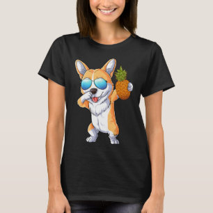 Camiseta Cubo Dabbing Corgi Perro Piña Fruta Tropical Su