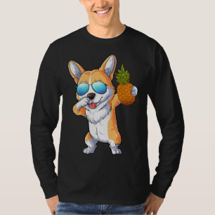 Camiseta Cubo Dabbing Corgi Perro Piña Fruta Tropical Su
