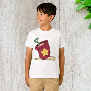Camiseta Cubo de arena roja con estrella y pala