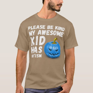 Camiseta Cubo De Calabaza Azul Halloween Sé Amable Mi Hijo 