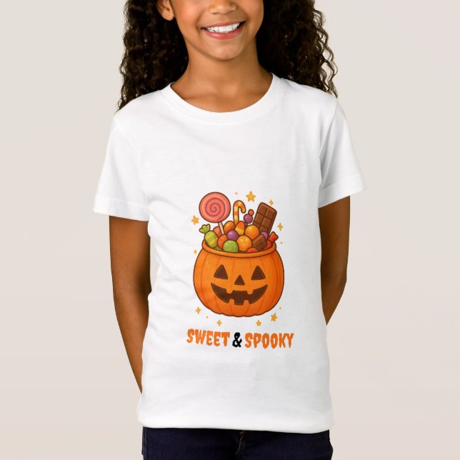 Camiseta Cubo de calabaza lleno de dulces - Halloween (Anverso)