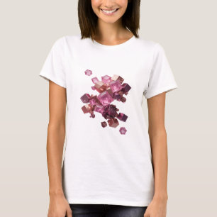 Camiseta Cubo de cristal rosa volando en el espacio en rosa