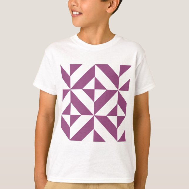 Camiseta Cubo de decodificación geométrica púrpura cálido (Anverso)