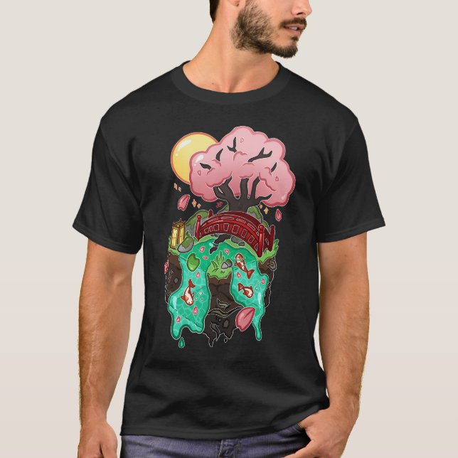 Camiseta Cubo de jardín japonés de koi (Anverso)