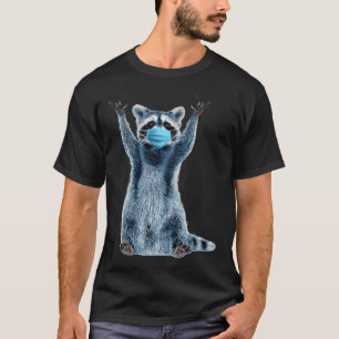Camiseta Cubo de mapache divertido máscara facial médica az