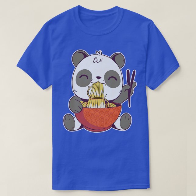 Camiseta Cubo De Oso Cute Panda Comer Noodles De Ramen Kawa (Diseño del anverso)