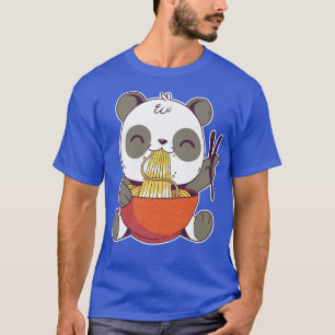 Camiseta Cubo De Oso Cute Panda Comer Noodles De Ramen Kawa