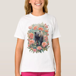 Camiseta Cubo de oso negro de Alabama rodeado por Camellia