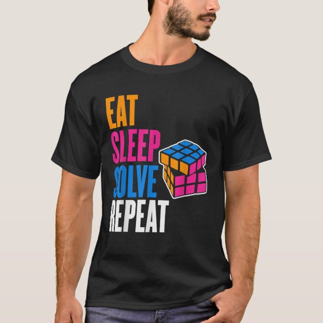Camiseta Cubo De Rompecabezas Competitivo Comer Sleep Resol (Anverso)