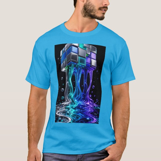 Camiseta Cubo de rompecabezas de cromo futurista  (Anverso)