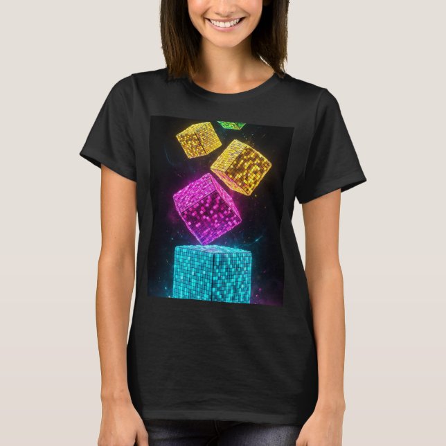 Camiseta Cubo geométrico Super 3D Neon (Anverso)