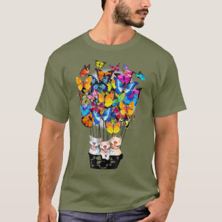 Camiseta Cubo Pitbull Dog Mariposa Balón de aire caliente T