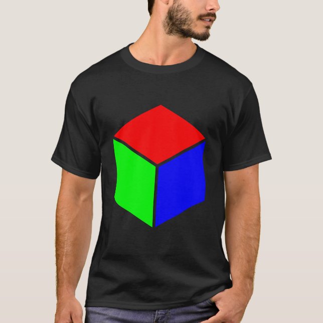 Camiseta Cubo - Rojo, Verde y Azul (Anverso)