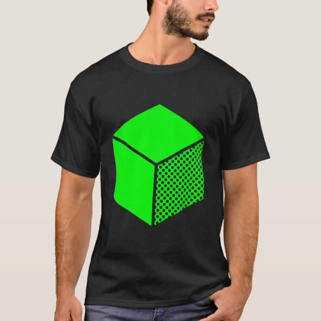 Camiseta Cubo - Verde sobre oscuro (Anverso)