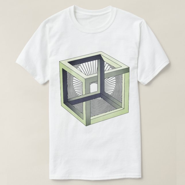 Camiseta Cubo visual sobre un laberinto interminable (Diseño del anverso)