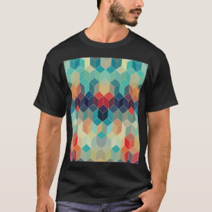 Camiseta Cubos geométricos hipster: fondo de mosaico retro.