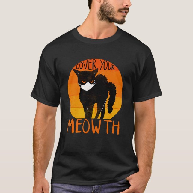 Camiseta Cubre tu máscara de cara de gato negro de Meoween  (Anverso)