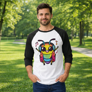Camiseta Cucaracha feliz con auriculares escuchando música
