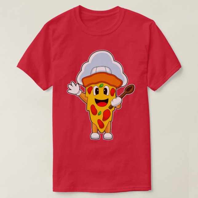 Camiseta Cuchara de cocina del chef Pizza (Diseño del anverso)