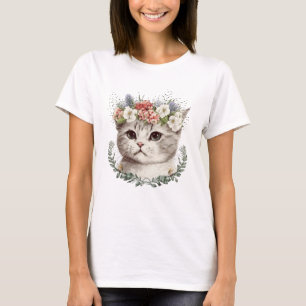 Camiseta Cuchara de gato floral acuática