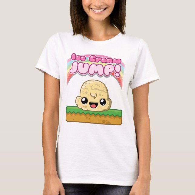 Camiseta Cucharada de Vainilla con Salto de Helado Texto (Anverso)
