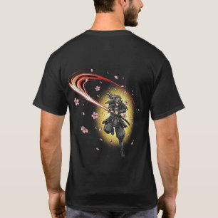 Camiseta Cuchilla de Samurái de Flor de Cerezo Elegante d
