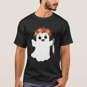 Camiseta Cuchillo Fantasma Lindo Feliz Espíritu de Hallowee