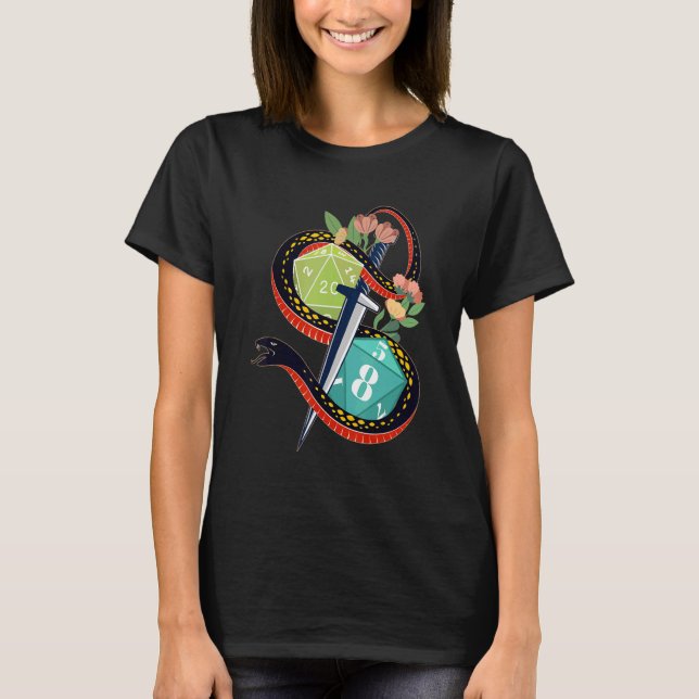 Camiseta Cuchillo Floral Serpent D20 Storyteller Tabletop R (Anverso)