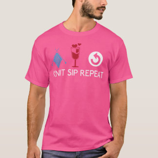 Camiseta Cuchillos De Repetición De Vino De Sip De Knit Yar