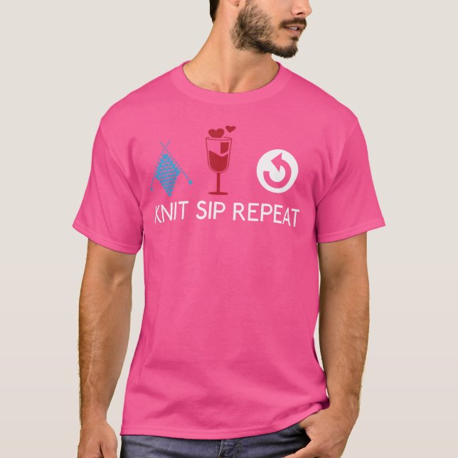 Camiseta Cuchillos De Repetición De Vino De Sip De Knit Yar (Anverso)
