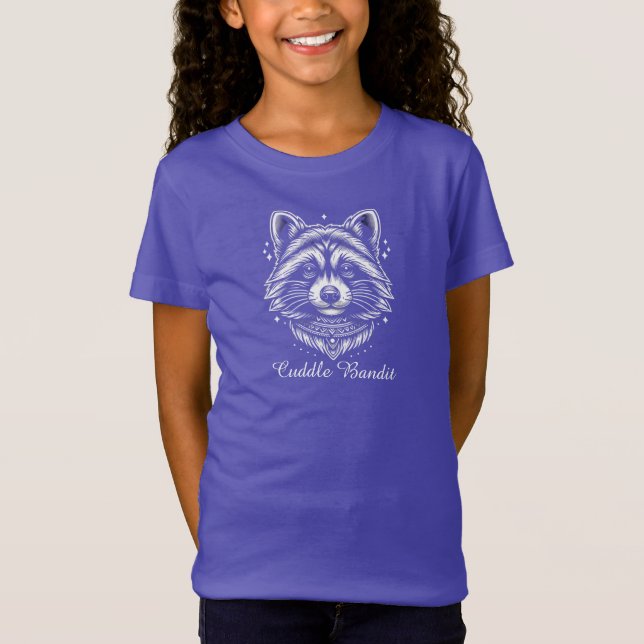 Camiseta Cuddle Bandit Raccoon - Diseño monocromo de camise (Anverso)