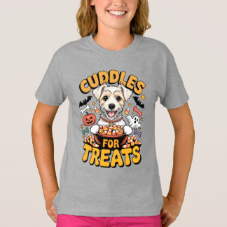 Camiseta Cuddles For Treats Cute Puppy Halloween Candy Corn