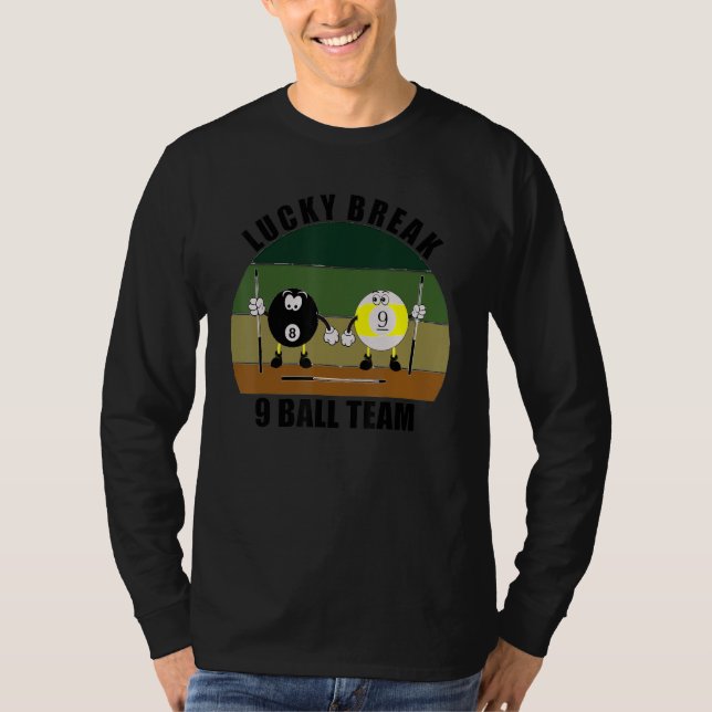 Camiseta Cue Sports Pool Billiards Team Lucky Break 9 Ball (Anverso)