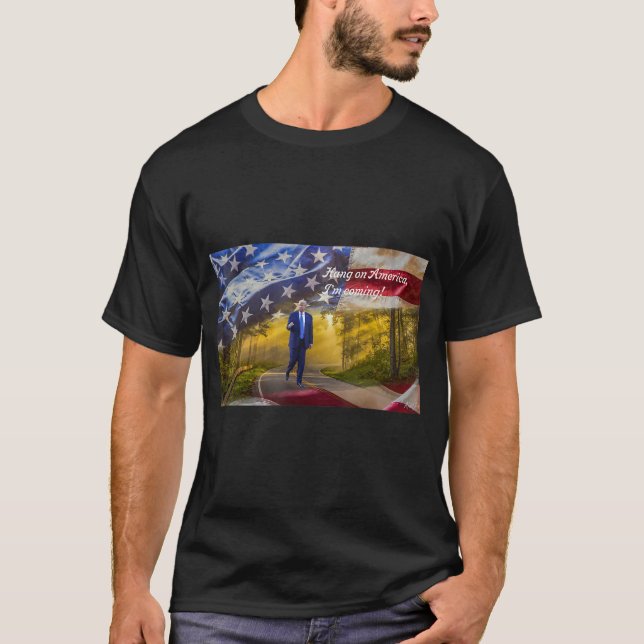 Camiseta Cuelgue en Estados Unidos que vendré (Anverso)