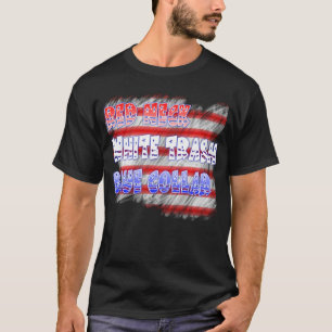 Camiseta Cuello azul rojo de la basura blanca del cuello