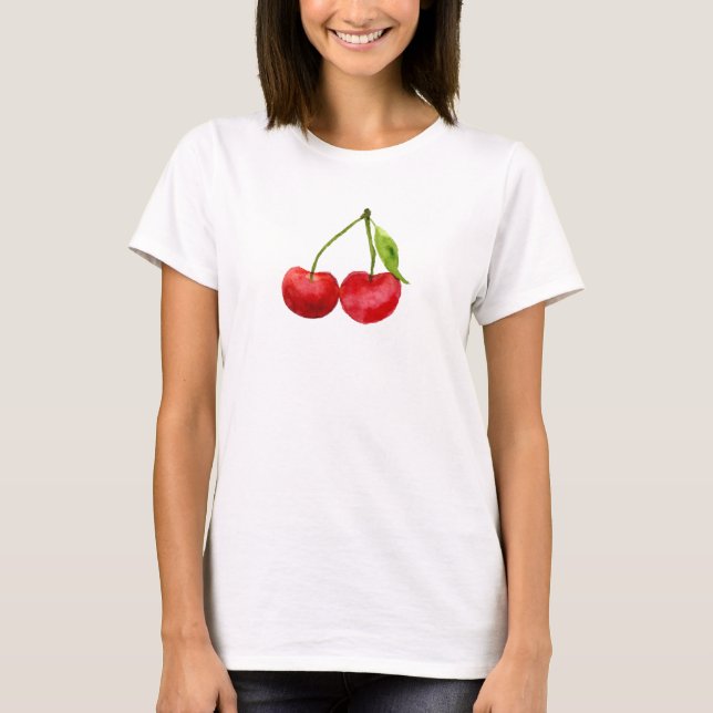 Camiseta Cuello de agua de cerezos rojos (Anverso)