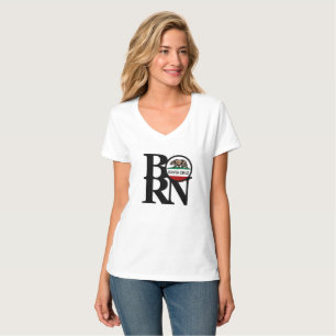 Camiseta Cuello en v blanco para mujer NACIDO de Santa Cruz