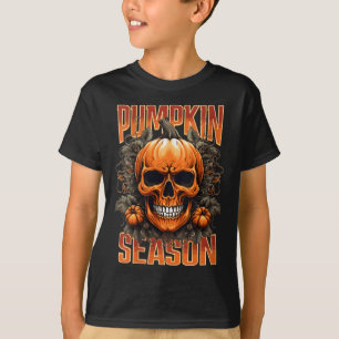 Camiseta cuello en V de cráneo sombrío de temporad