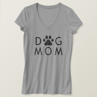 Camiseta Cuello en v de la impresión de la pata de la mamá