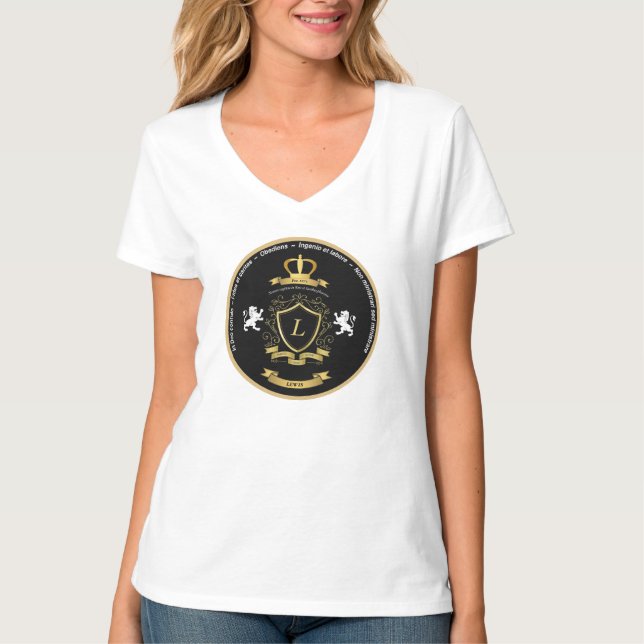 Camiseta cuello en V Lewis Crest para mujer (Anverso)