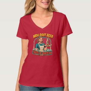 Camiseta cuello en V para mujer NRH Root Beer Rout