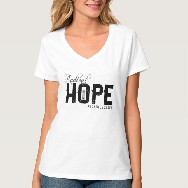 Camiseta Cuello en v T de la ESPERANZA de las mujeres (Anverso)