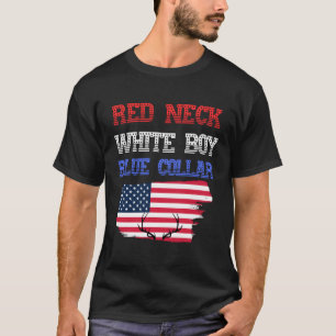 Camiseta Cuello Rojo Patriótico Collar Blanco Y Azul 4 De J