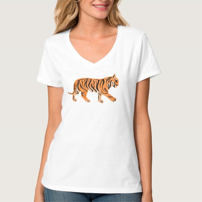 Camiseta Cuello V del tigre (Anverso)