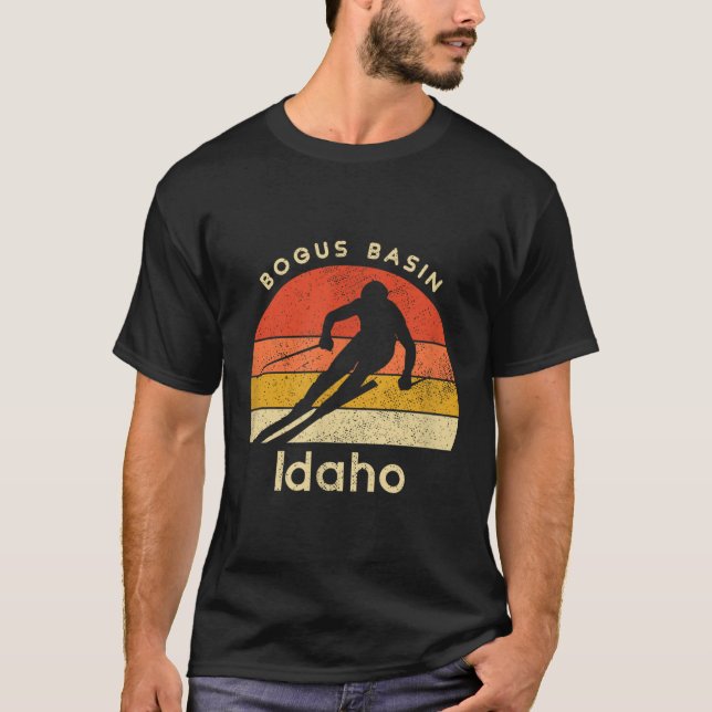 Camiseta Cuenca de Ski Bogus antigua Montaña Idaho (Anverso)