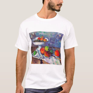 Camiseta Cuenco de frutas, vidrio y manzanas, Cezanne