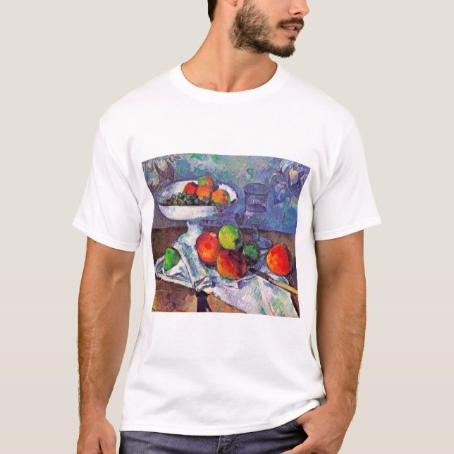 Camiseta Cuenco de frutas, vidrio y manzanas, Cezanne (Anverso)