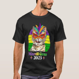 Camiseta Cuenta Collar Máscaras Gatos Fiesta Mardi Gras 202