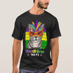 Camiseta Cuenta Cuentas Máscara Gato Fiesta Mardi Gras 2023